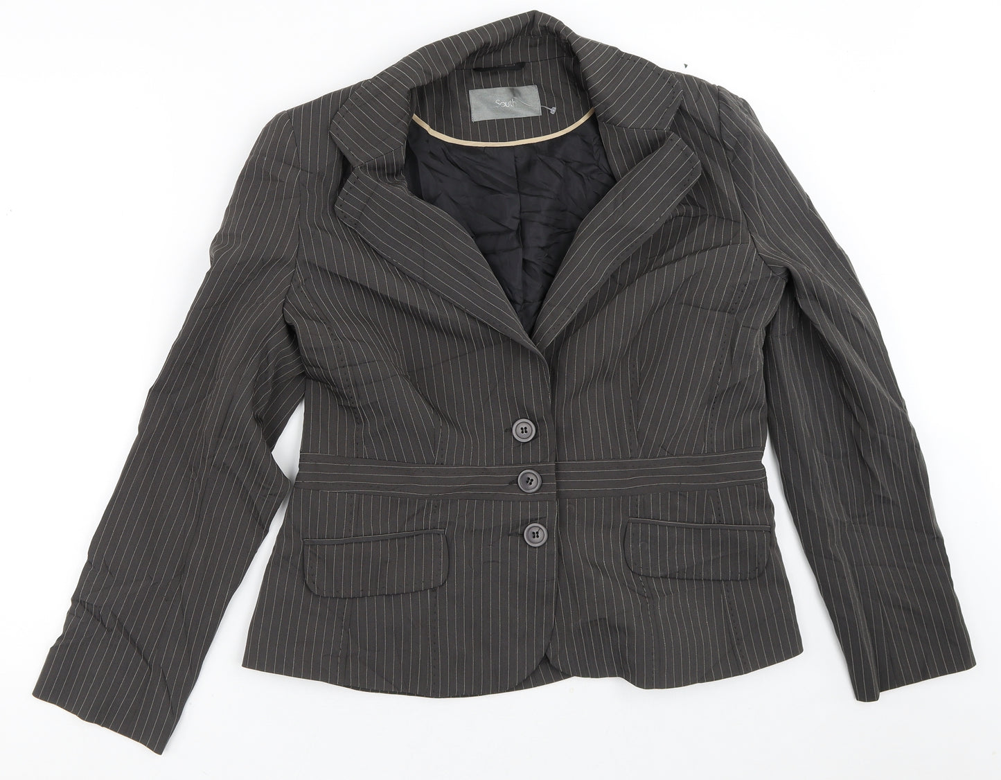 South Womens Brown Striped  Jacket Blazer Size 16