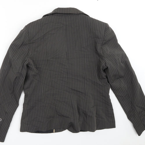 South Womens Brown Striped  Jacket Blazer Size 16