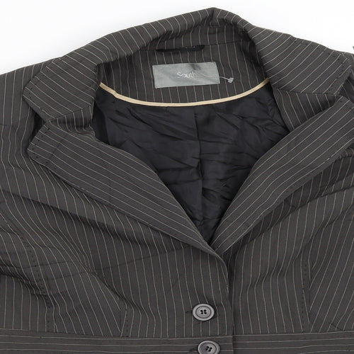 South Womens Brown Striped  Jacket Blazer Size 16