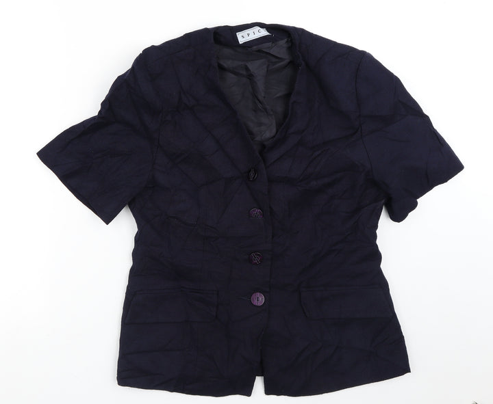 Spice Womens Blue Jacket Blazer Size M - Short Sleeves