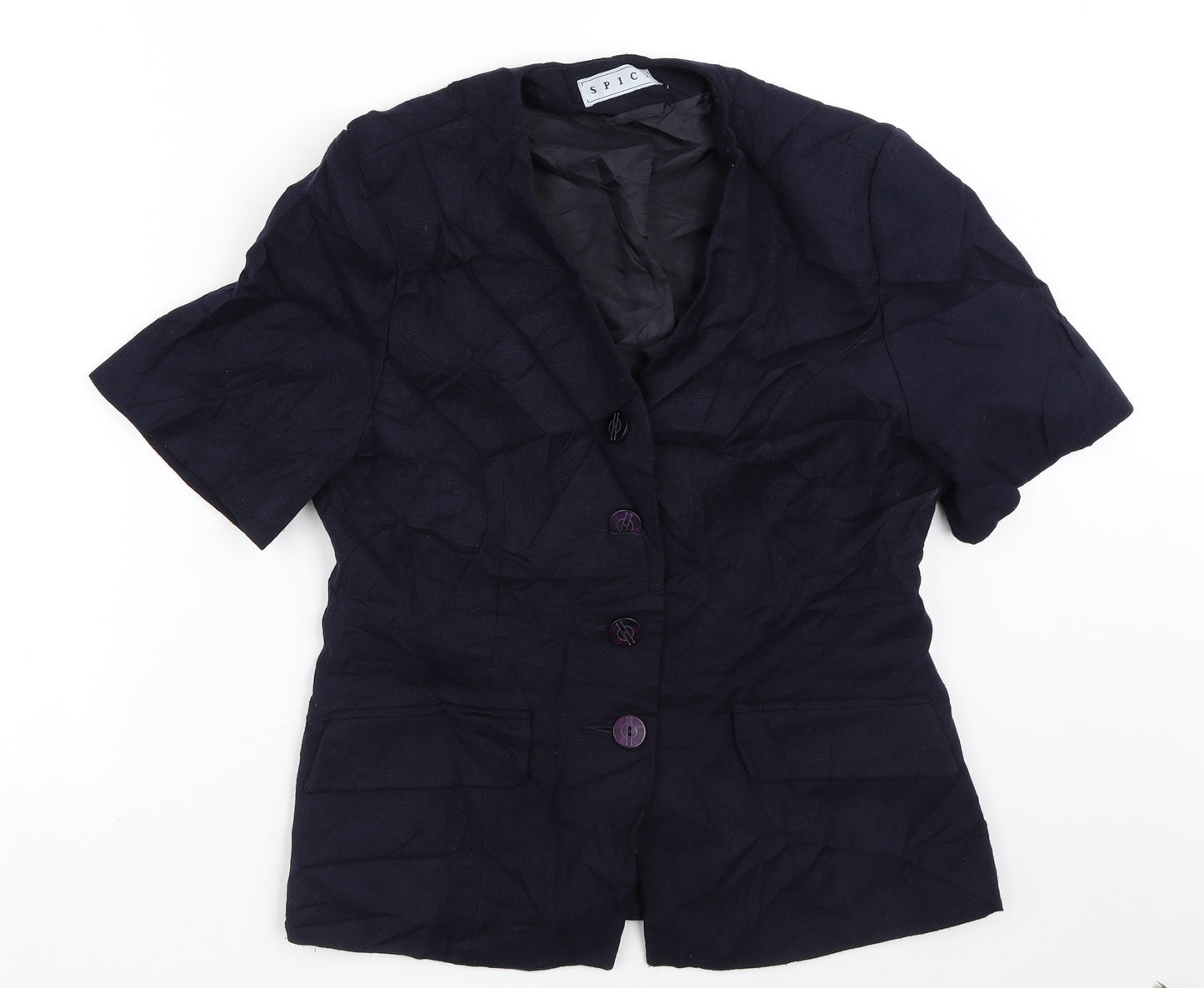 Spice Womens Blue   Jacket Blazer Size M   - Short Sleeves