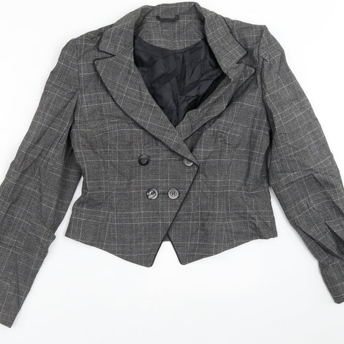 Dorothy Perkins Womens Grey Plaid  Jacket Blazer Size 12