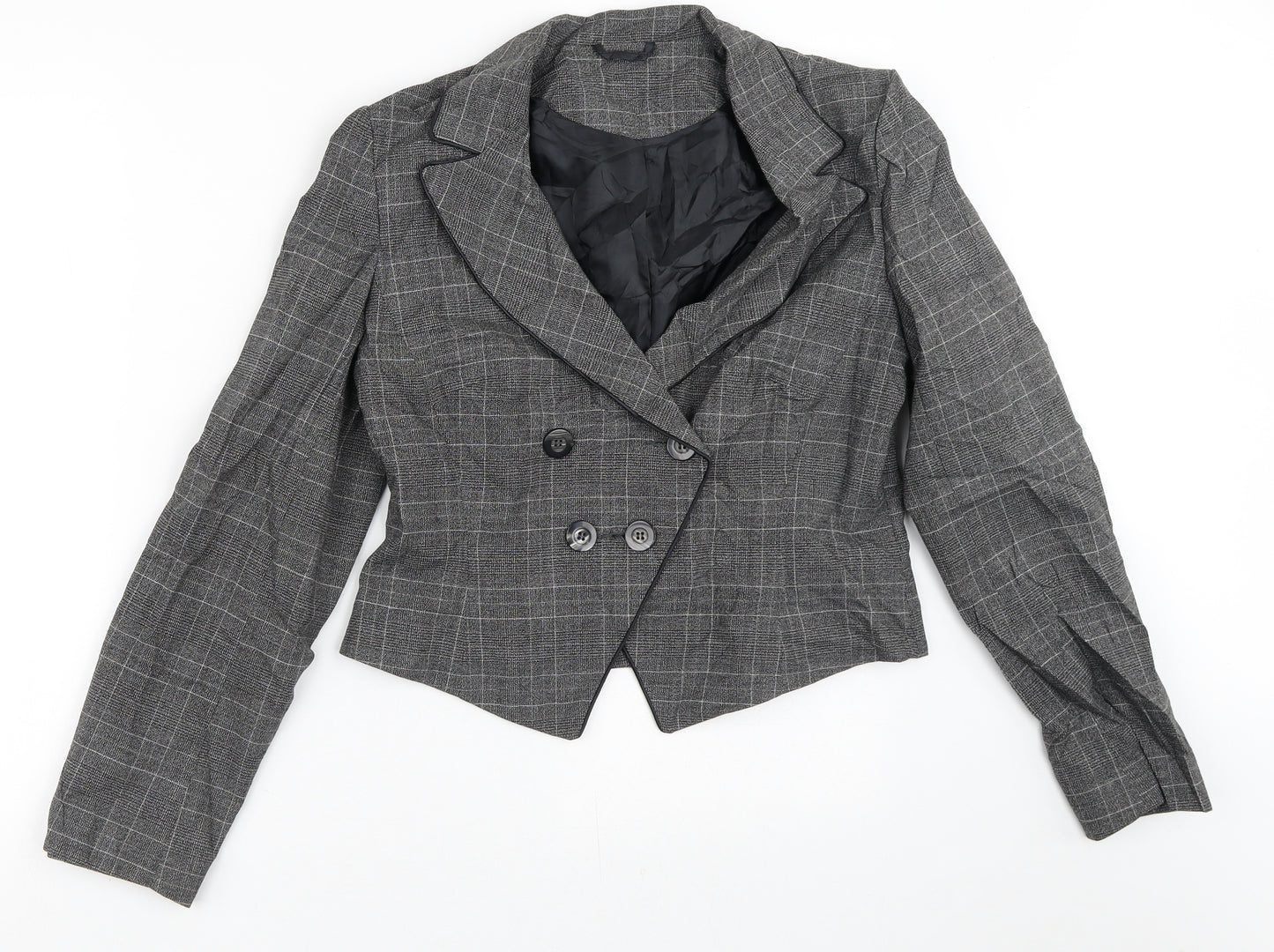 Dorothy Perkins Womens Grey Plaid  Jacket Blazer Size 12