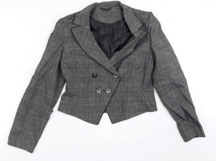 Dorothy Perkins Womens Grey Plaid Jacket Blazer Size 12