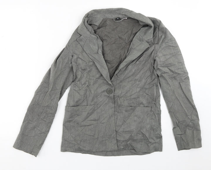 Divided Womens Grey Striped Jacket Blazer Size 10