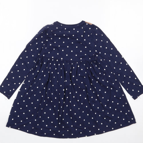F&F Girls Blue Polka Dot Cotton Fit & Flare  Size 4-5 Years  Crew Neck Pullover - Christmas