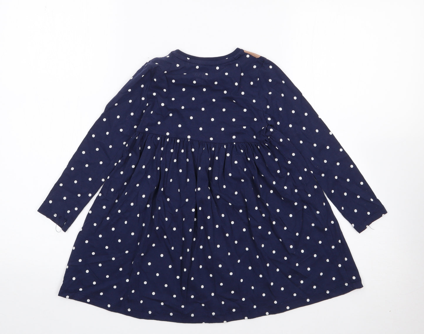 F&F Girls Blue Polka Dot Cotton Fit & Flare  Size 4-5 Years  Crew Neck Pullover - Christmas