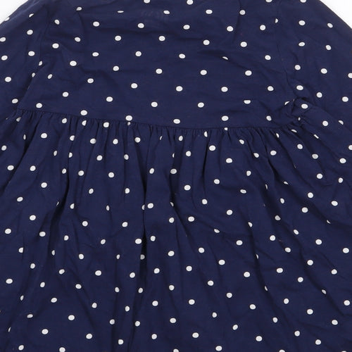 F&F Girls Blue Polka Dot Cotton Fit & Flare  Size 4-5 Years  Crew Neck Pullover - Christmas