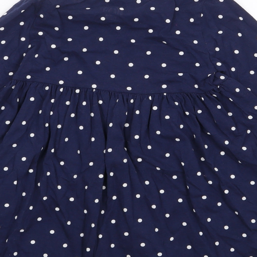 F&F Girls Blue Polka Dot Cotton Fit & Flare  Size 4-5 Years  Crew Neck Pullover - Christmas