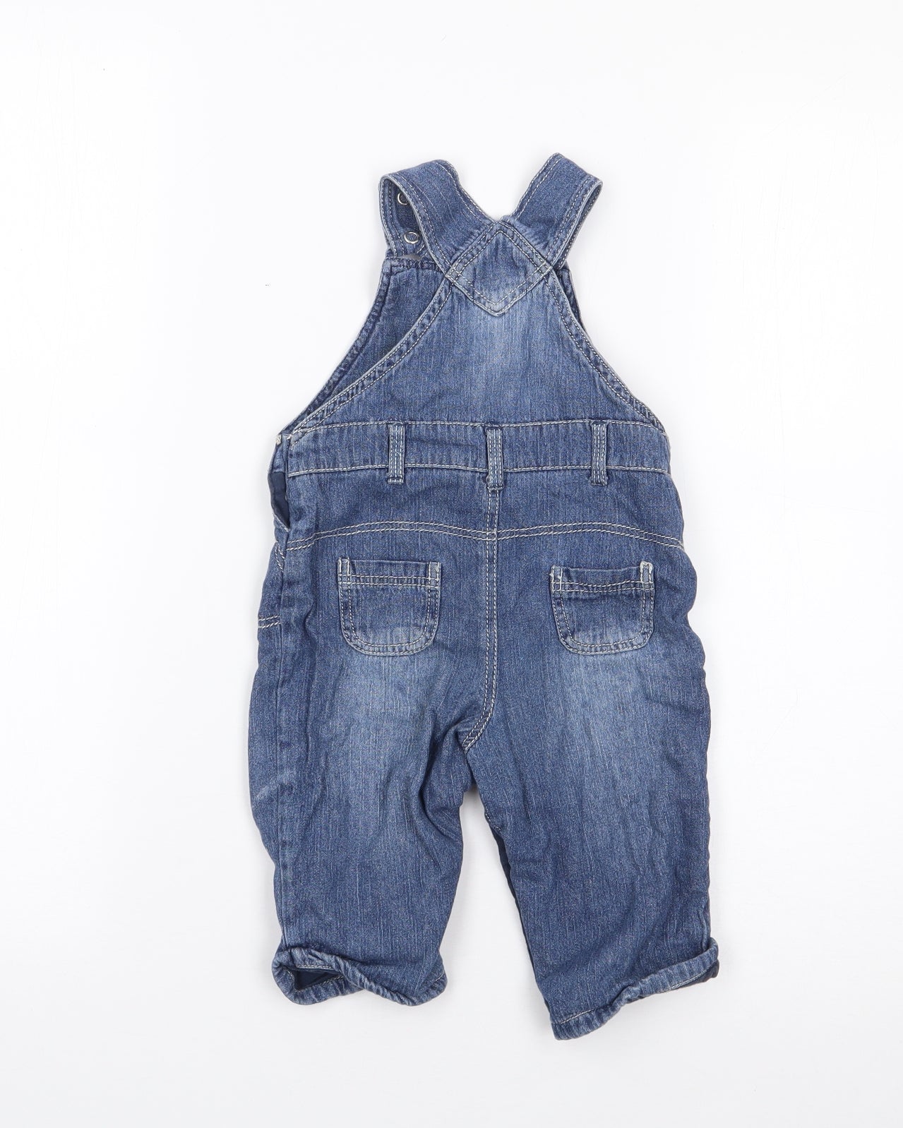 Babaluno Boys Blue  100% Cotton Dungaree One-Piece Size 3-6 Months  Snap - Dog