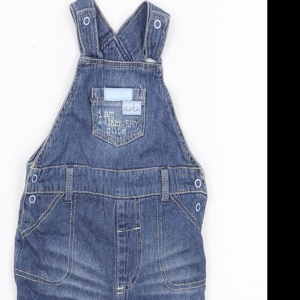 Babaluno Boys Blue  100% Cotton Dungaree One-Piece Size 3-6 Months  Snap - Dog