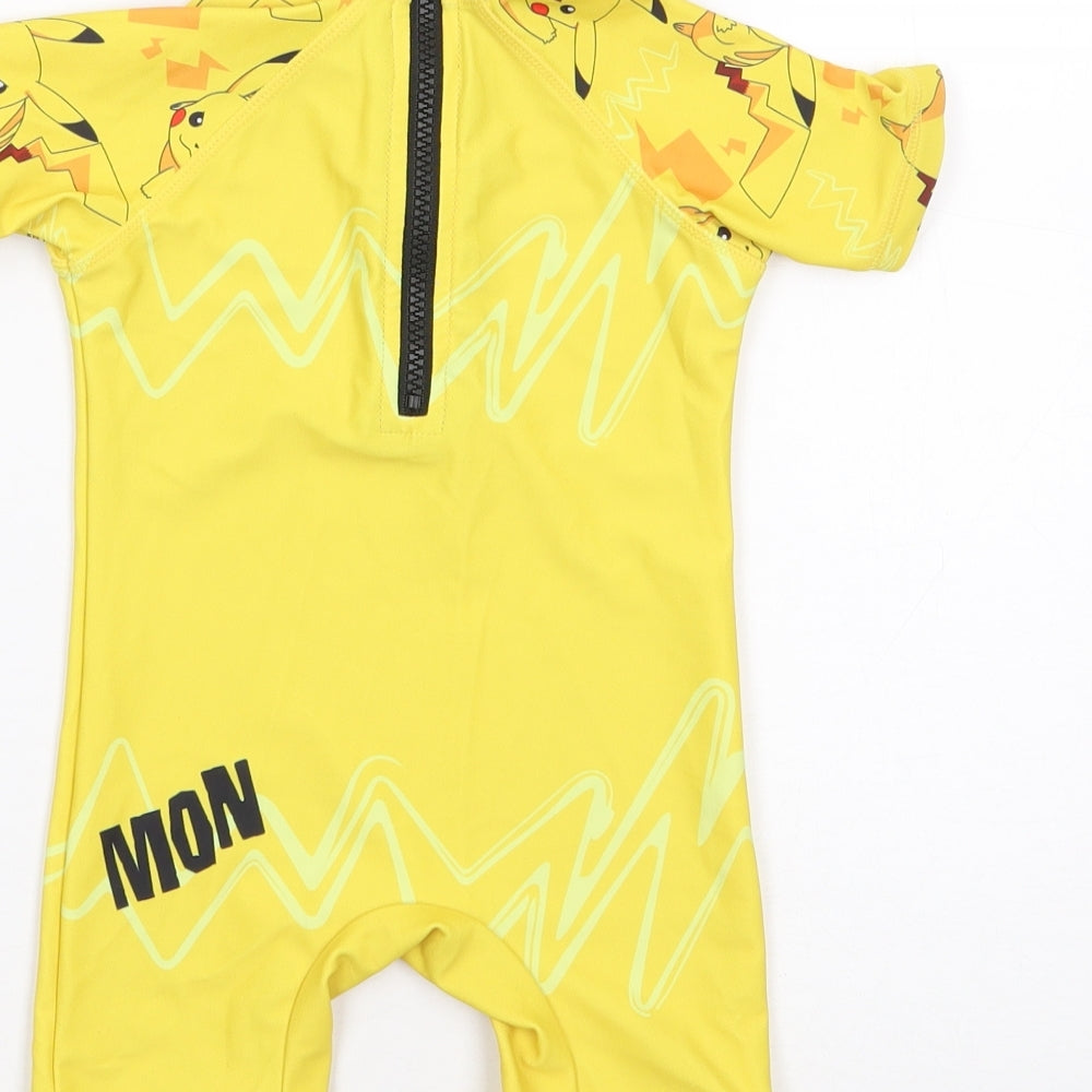 NEXT Boys Yellow Geometric Polyester Leotard One-Piece Size 9-12 Months  Zip - Pokemon, Swinsuit