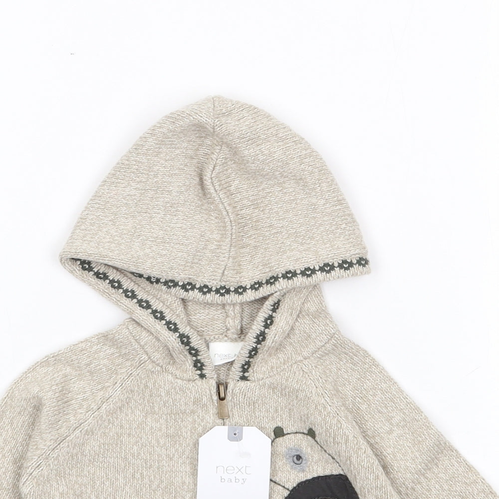 NEXT Boys Beige  Cotton Full Zip Jumper Size 3-6 Months  Zip - Panda