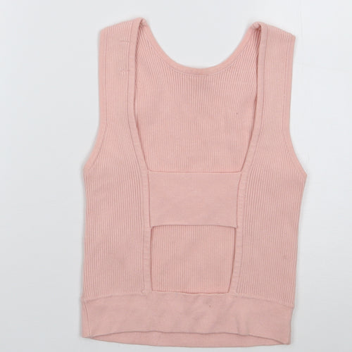 Bershka Womens Pink  Viscose Jersey Tank Size S Round Neck
