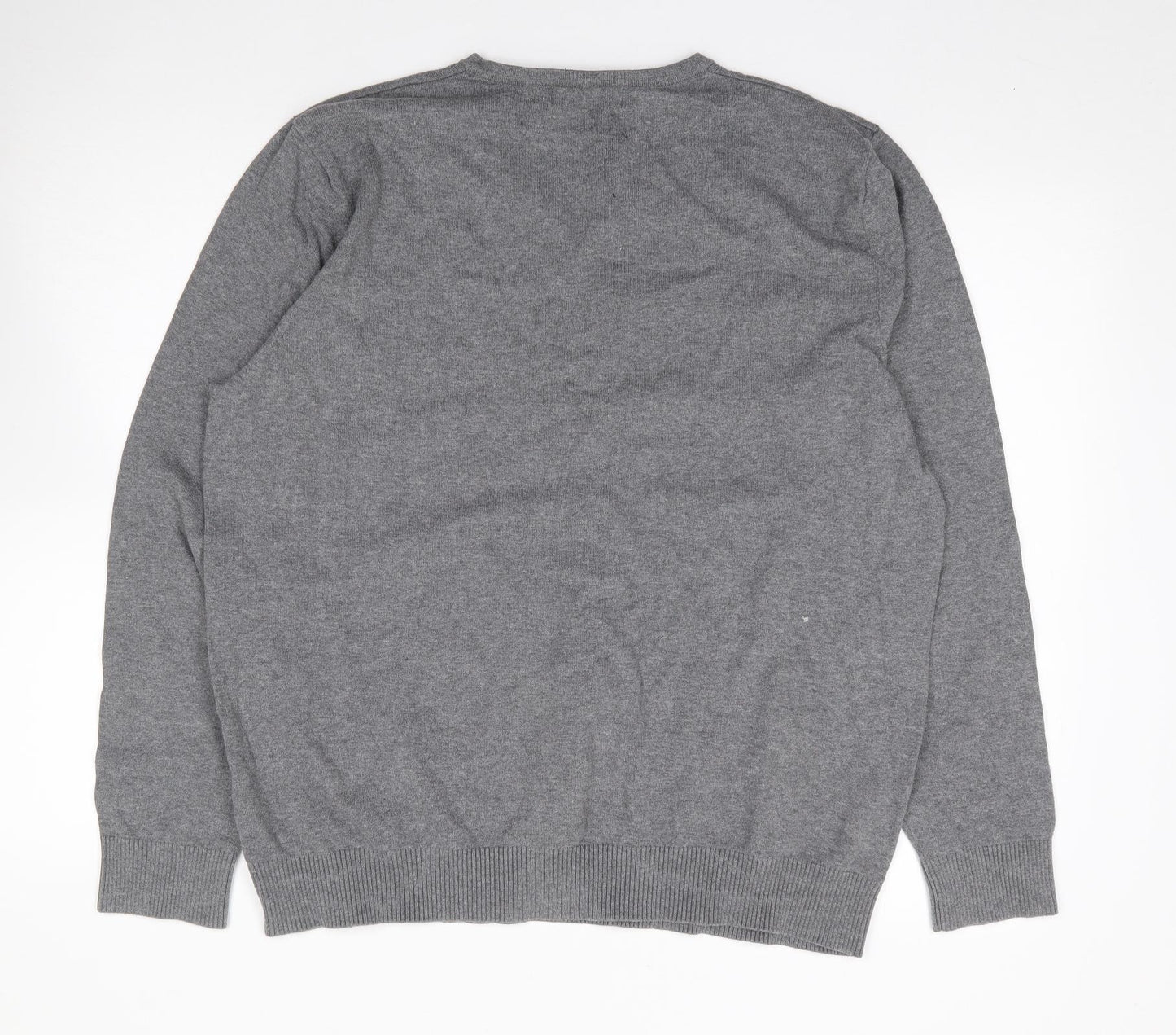 Burton Mens Grey V-Neck  Cotton Henley Jumper Size XL