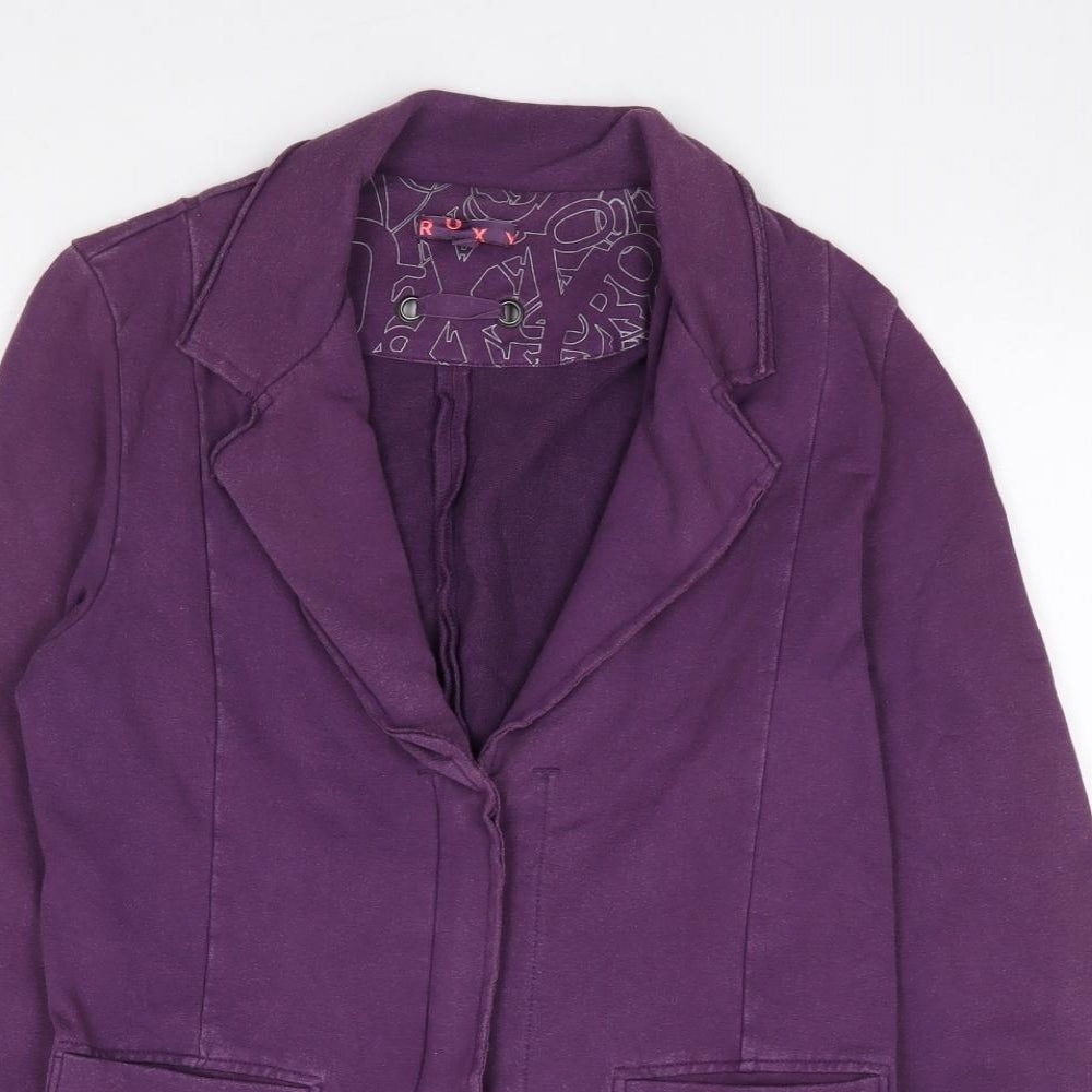 ROXY Womens Purple Collared  Cotton Full Zip Jumper Size M