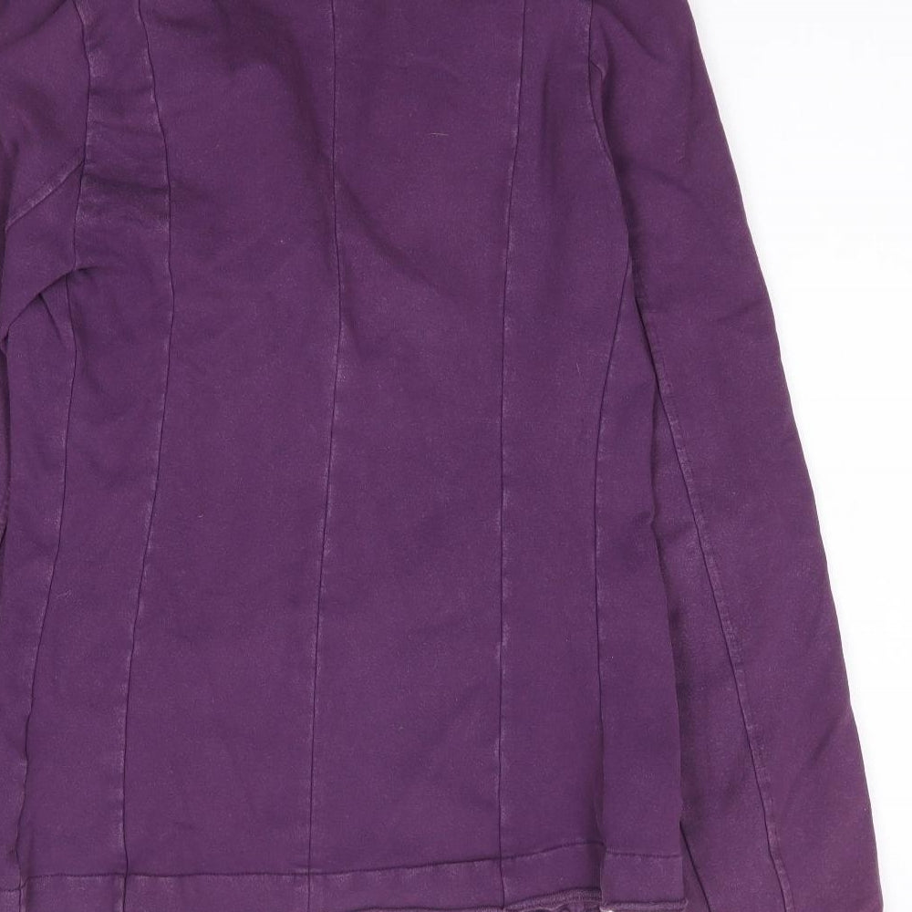 ROXY Womens Purple Collared  Cotton Full Zip Jumper Size M