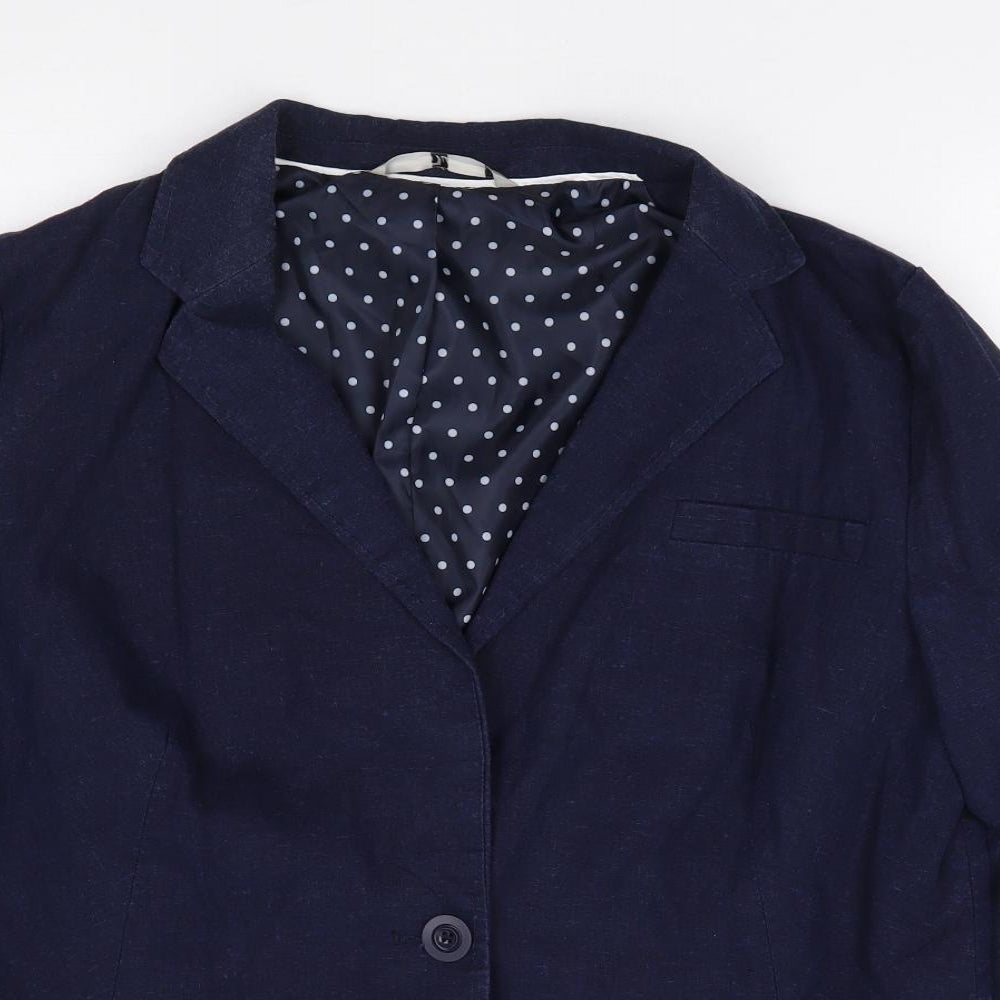 TU Womens Blue  Linen Jacket Suit Jacket Size 14