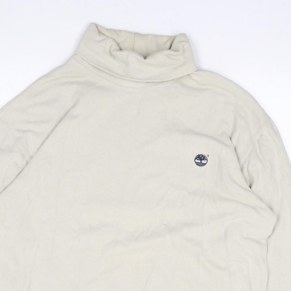 Timbaland Mens Beige Roll Neck  Cotton Pullover Jumper Size L