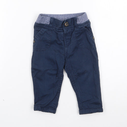 F&F Boys Blue  Cotton Cargo Jeans Size 3-6 Months  Button