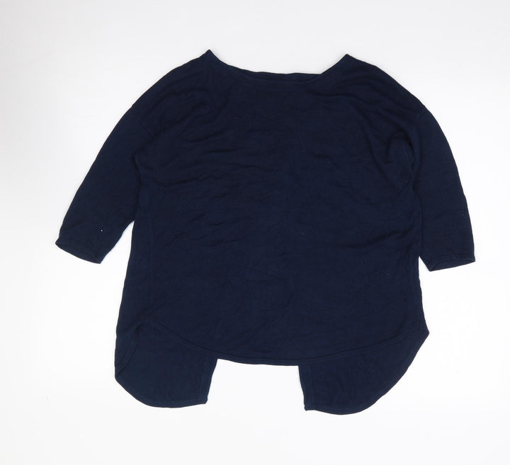 Oasis Womens Blue Round Neck Viscose Pullover Jumper Size S