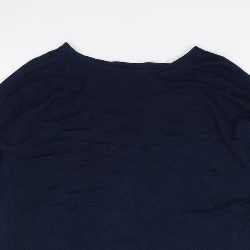 Oasis Womens Blue Round Neck  Viscose Pullover Jumper Size S