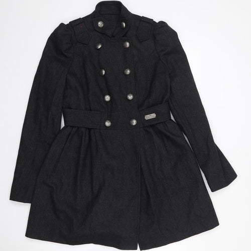 River Island  Womens Grey   Military Jacket Coat Size 8  Button