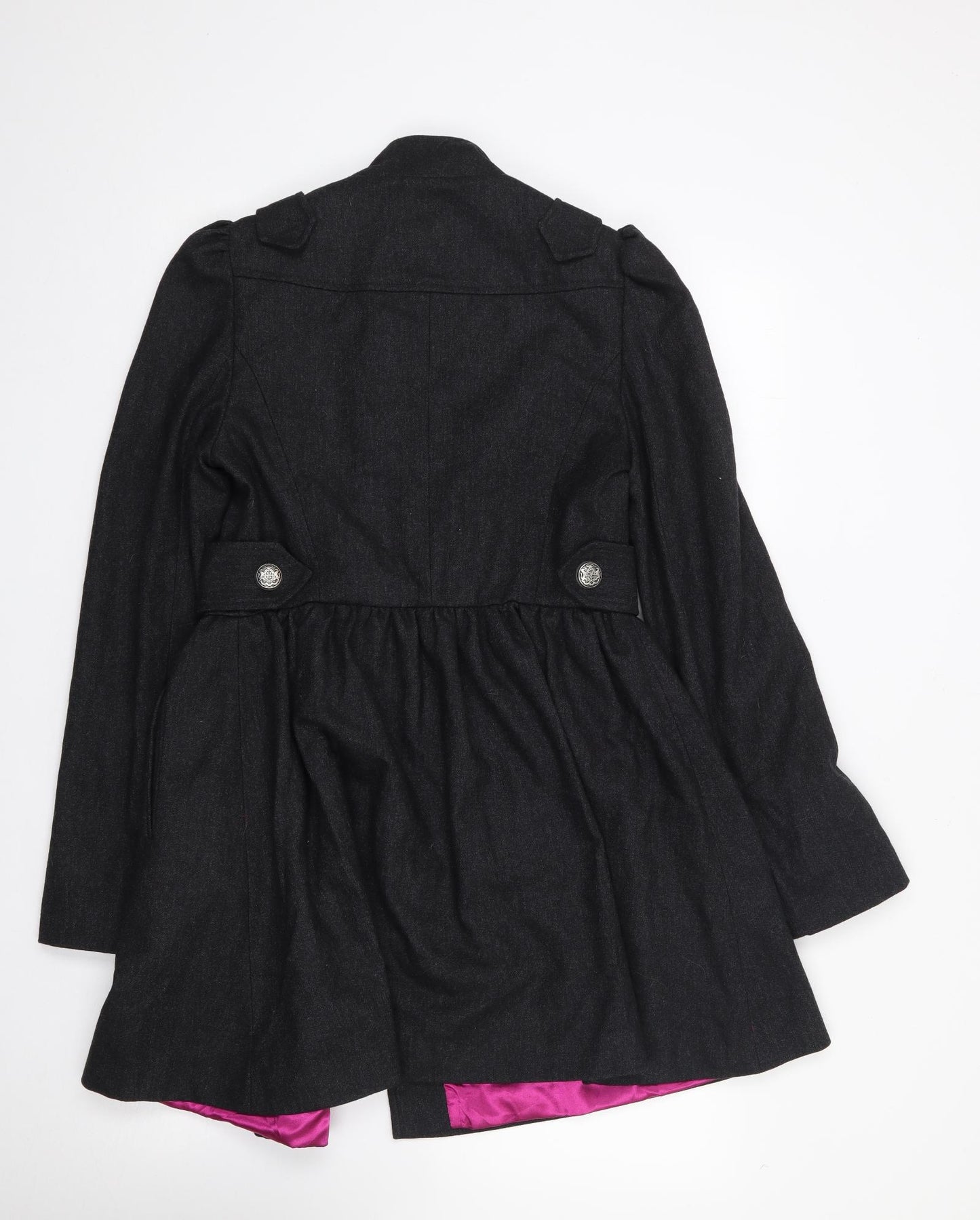 River Island  Womens Grey   Military Jacket Coat Size 8  Button