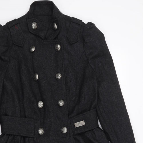 River Island  Womens Grey   Military Jacket Coat Size 8  Button