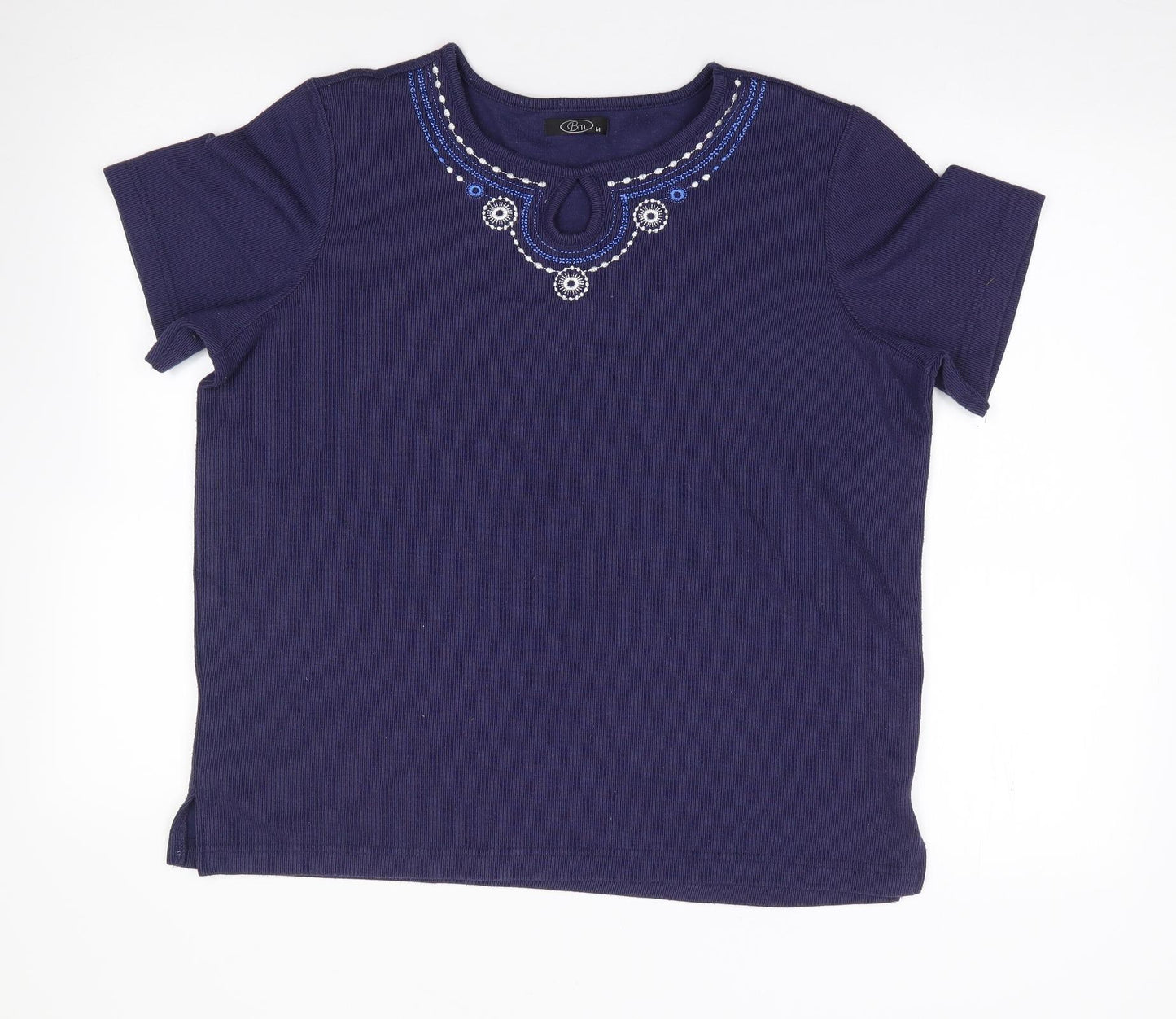 Bonmarché Womens Blue  Polyester Jersey T-Shirt Size M Round Neck