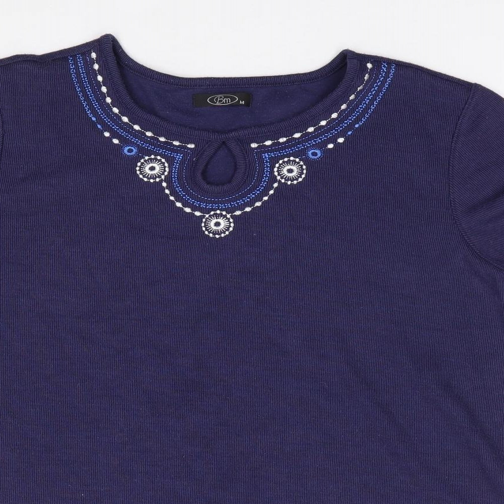 Bonmarché Womens Blue  Polyester Jersey T-Shirt Size M Round Neck