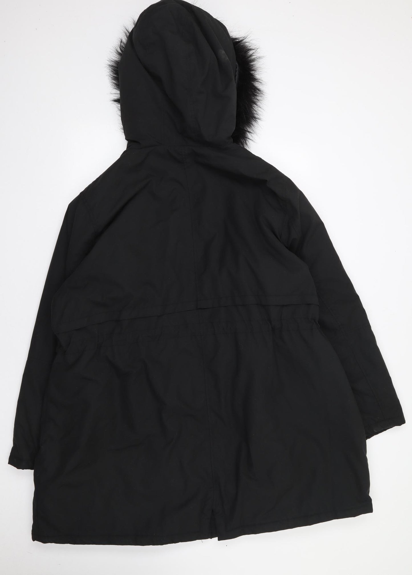 New Look Curves Womens Black   Parka Coat Size 28  Zip