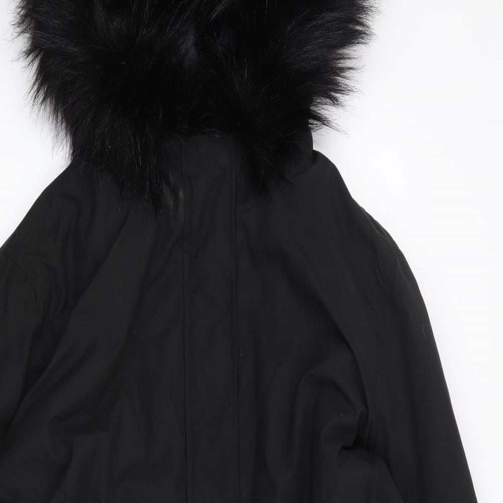 New Look Curves Womens Black   Parka Coat Size 28  Zip
