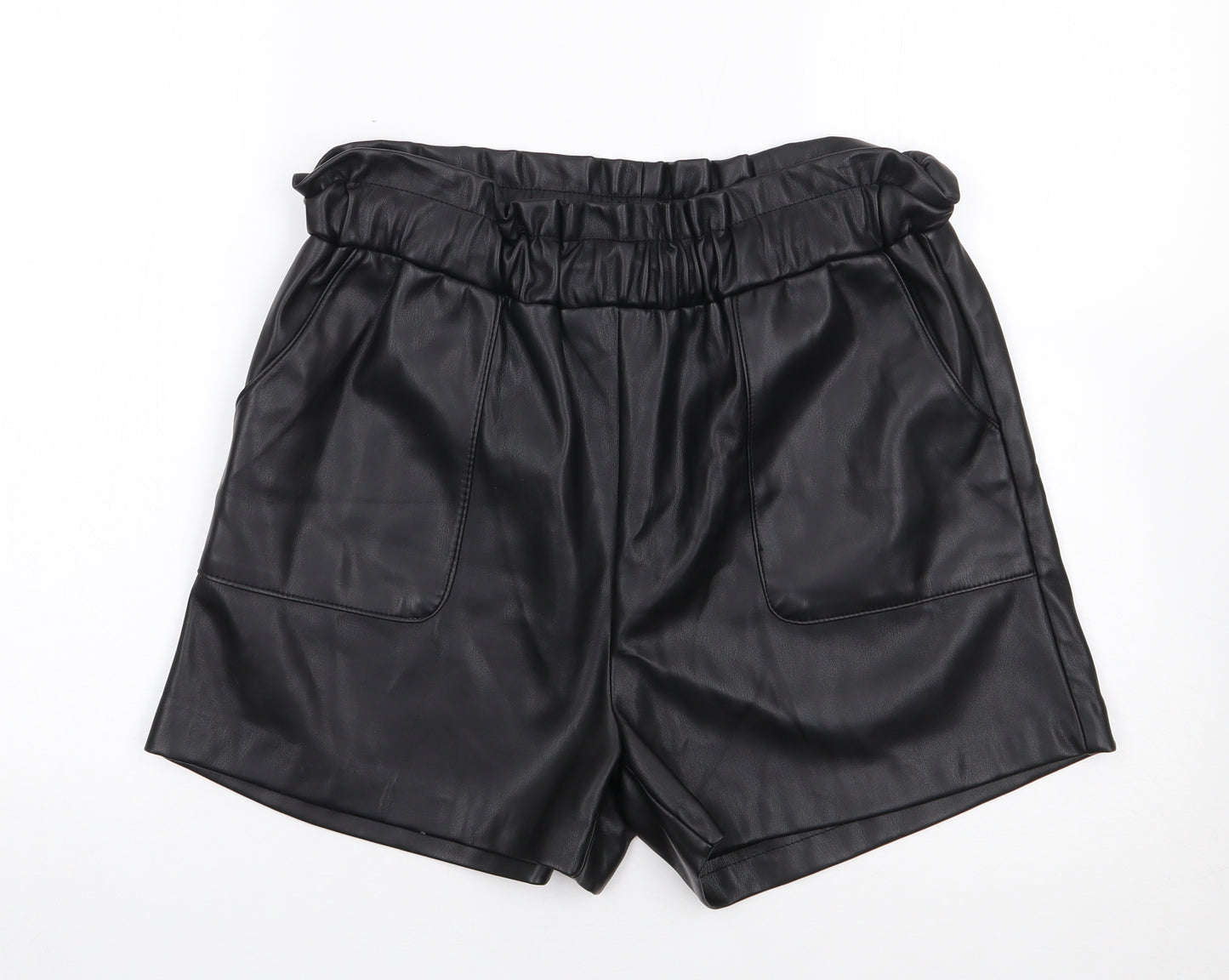 Primark Womens Black  Polyester Paperbag Shorts Size 12 L3 in Regular