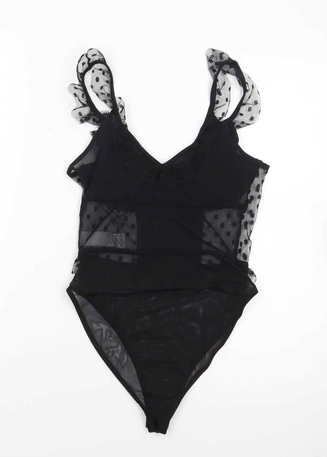 River Island Womens Black Polka Dot Polyester Bodysuit One-Piece Size 10  Snap