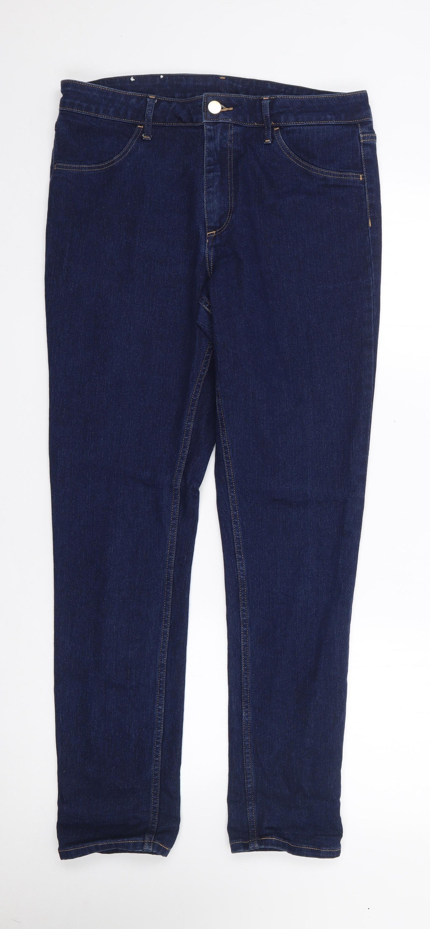 H&M  Womens Blue  Cotton Skinny Jeans Size 32 L29 in Regular Zip