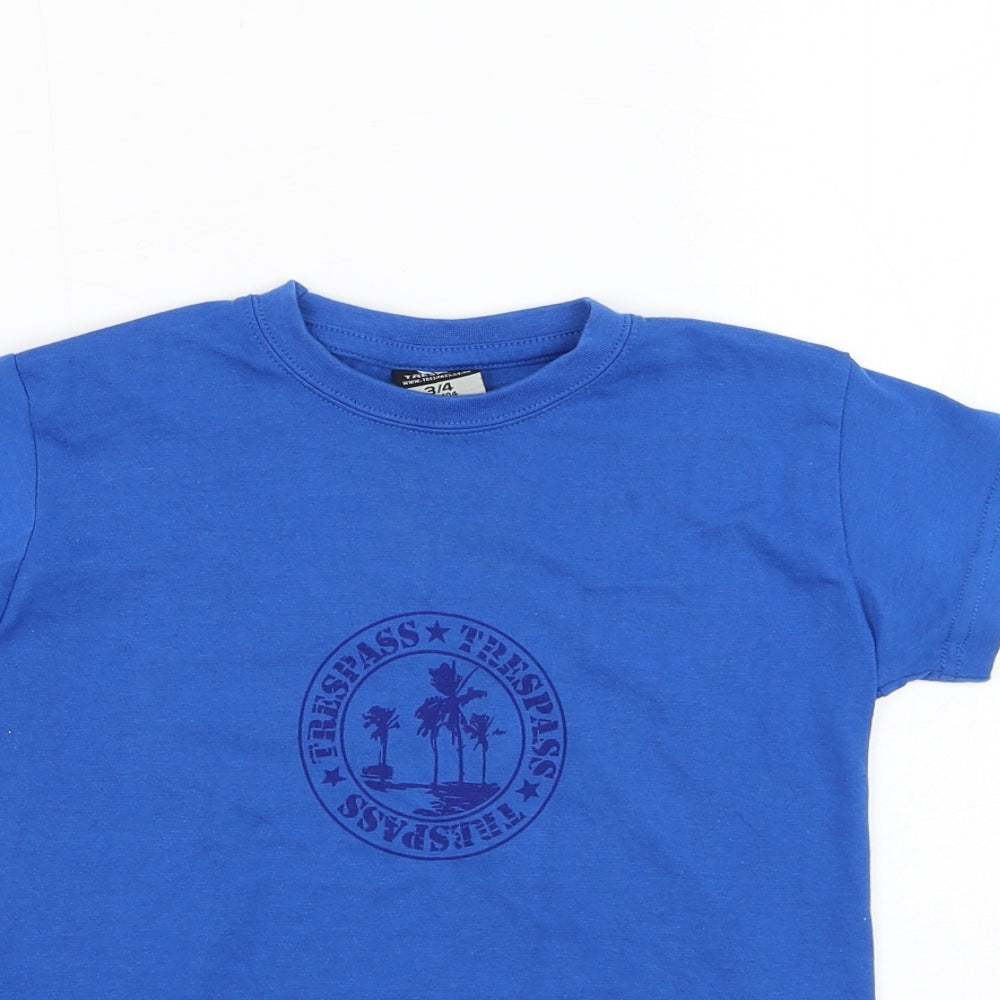 Trespass Boys Blue  Polyester Basic T-Shirt Size 3-4 Years Round Neck Pullover
