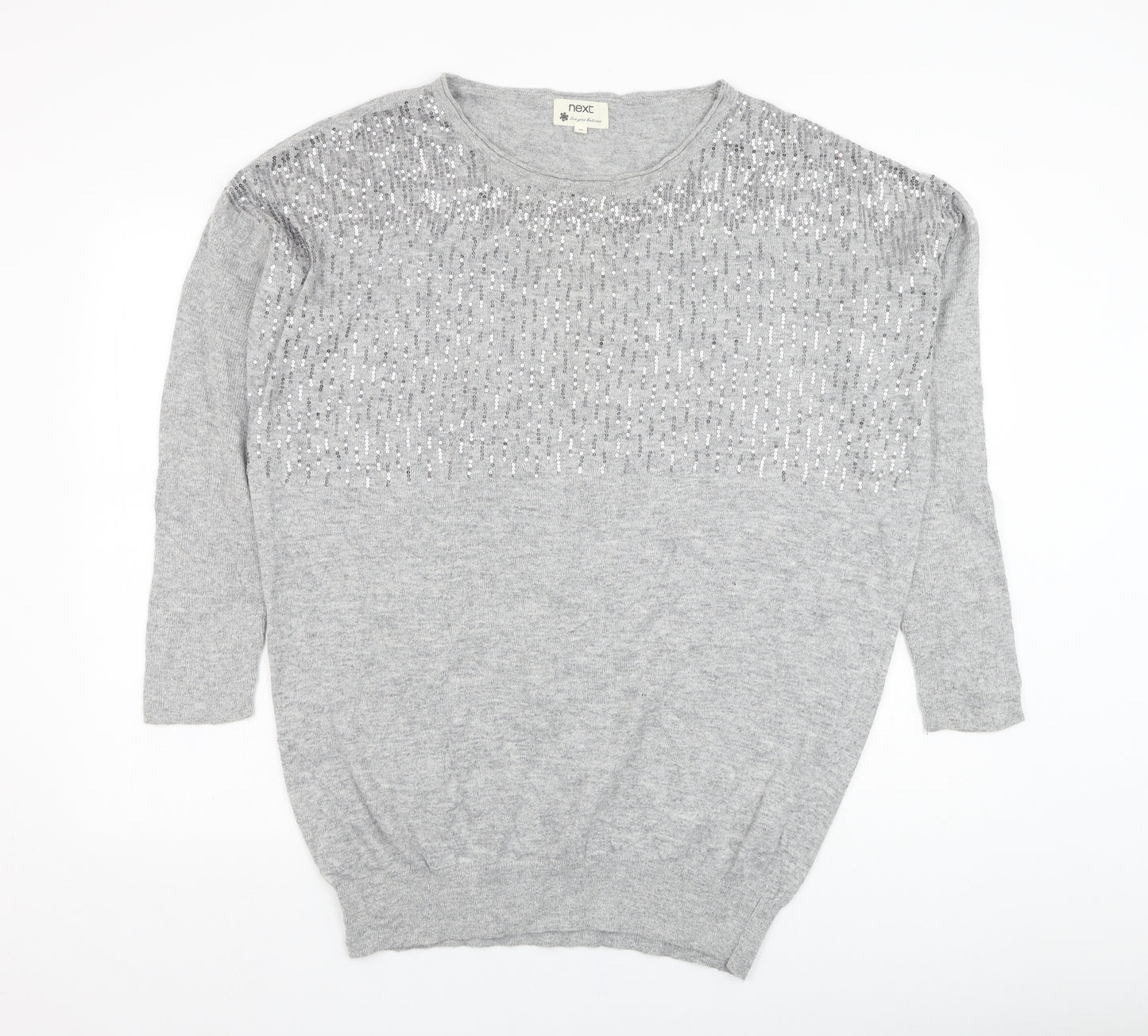 NEXT Womens Grey Round Neck  Polyester Pullover Jumper Size 18