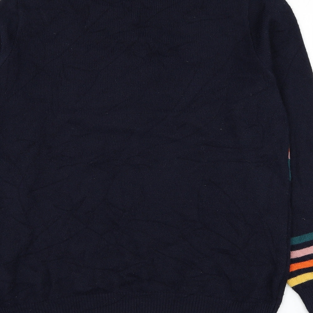 NEXT Womens Blue Round Neck Striped Acrylic Pullover Jumper Size 10