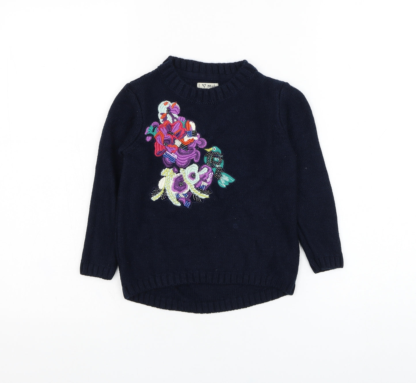 NEXT Girls Blue Round Neck  Acrylic Pullover Jumper Size 5 Years  Pullover