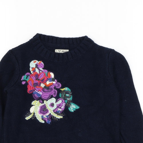 NEXT Girls Blue Round Neck  Acrylic Pullover Jumper Size 5 Years  Pullover