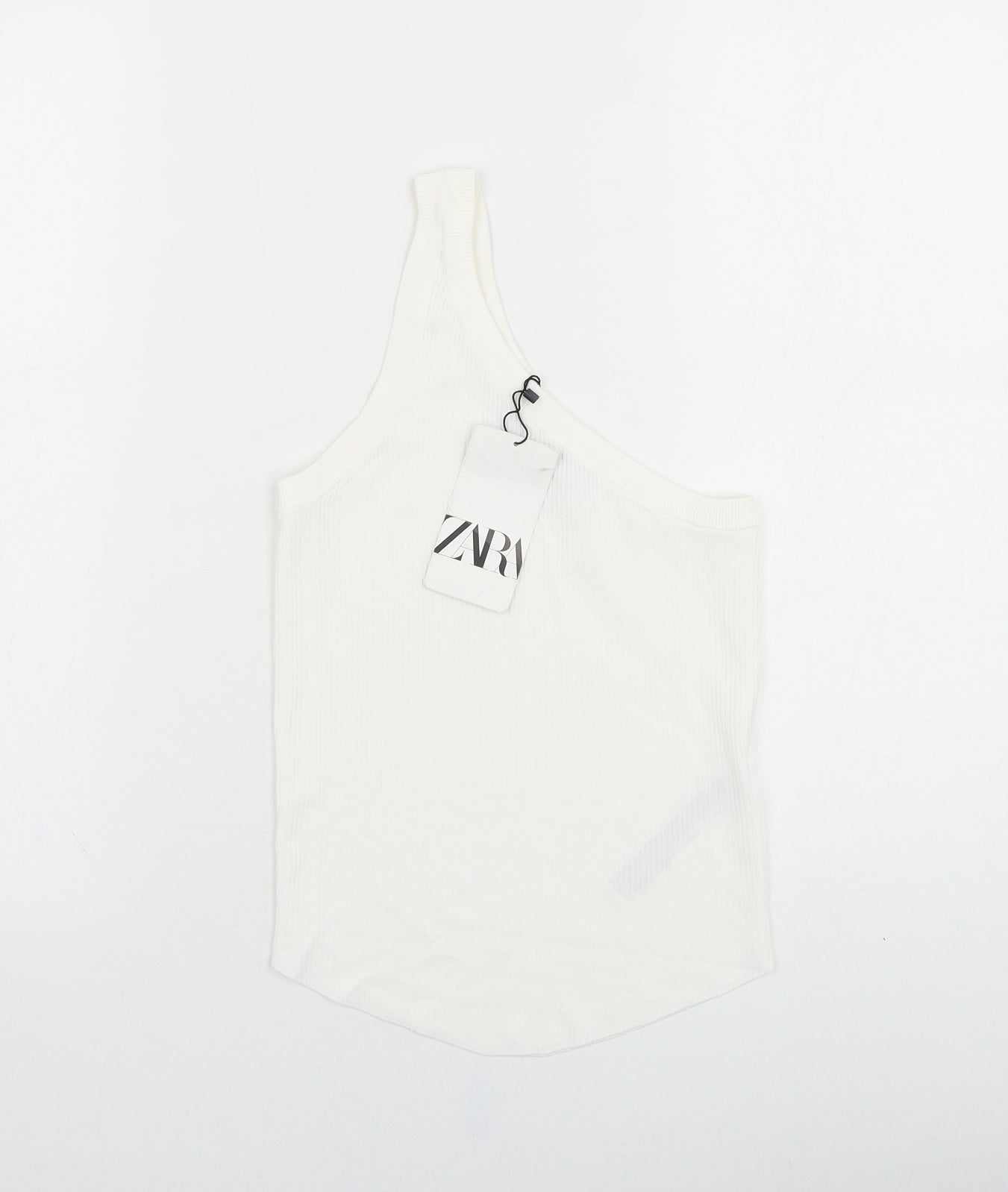 Zara Womens White  Viscose Basic Tank Size S One Shoulder