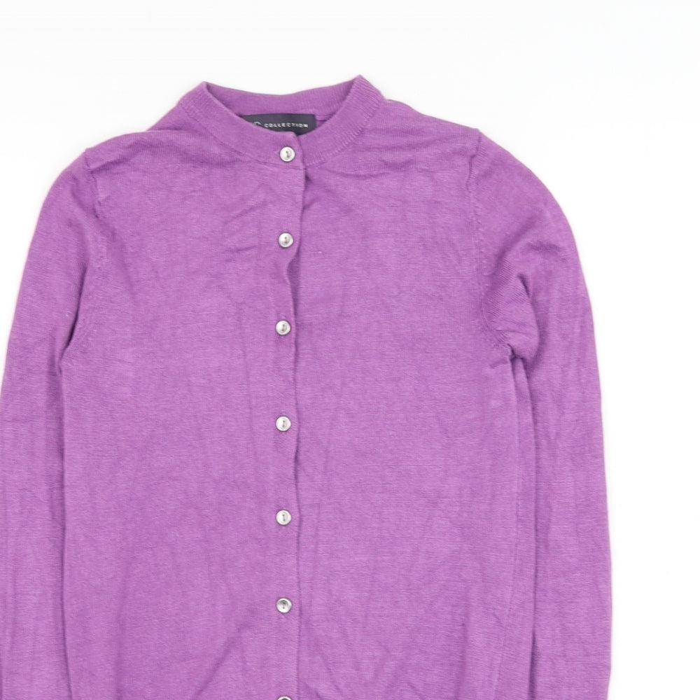 Marks and Spencer Womens Purple Round Neck  Viscose Cardigan Jumper Size 6