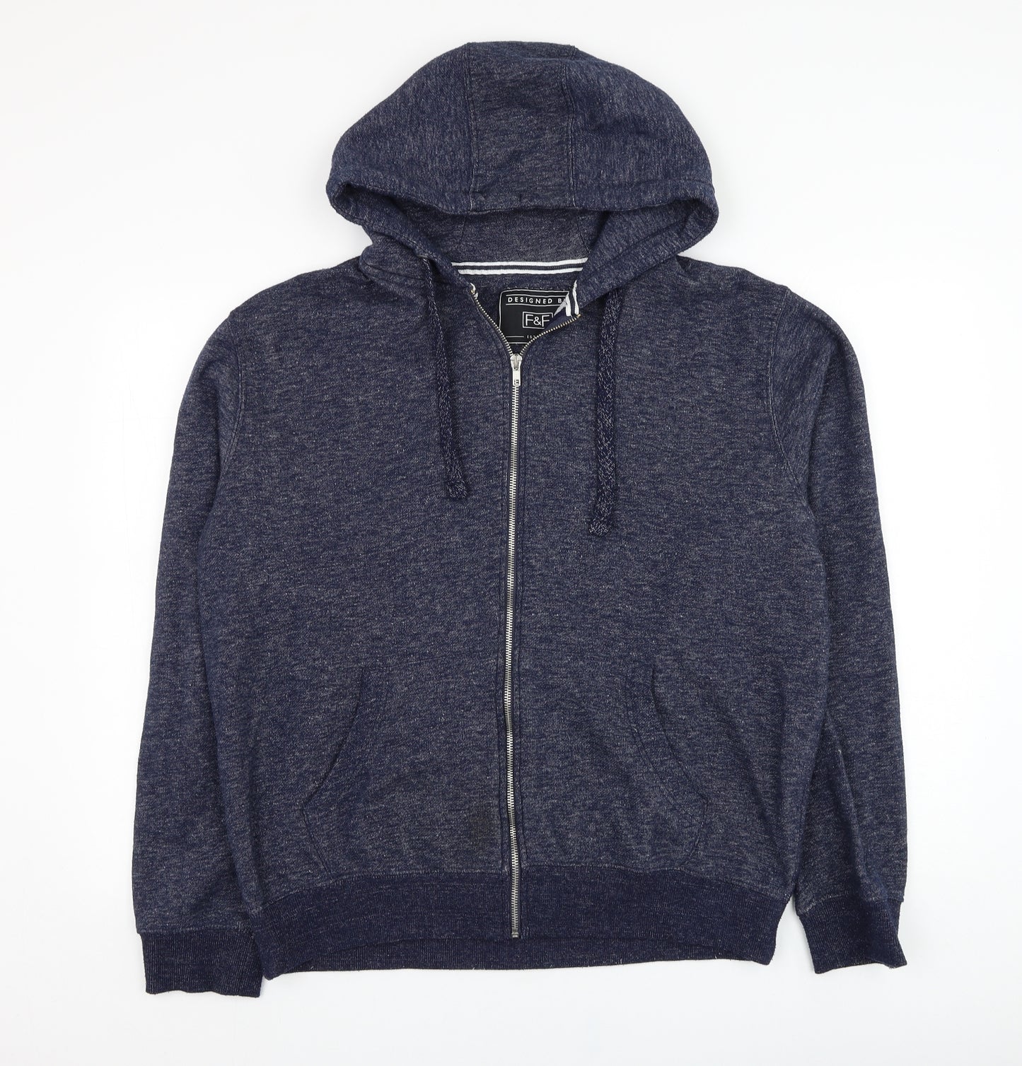 F&F Mens Blue  Cotton Full Zip Hoodie Size L