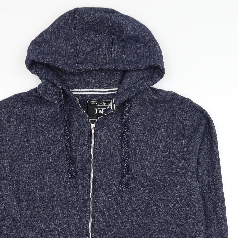 F&F Mens Blue  Cotton Full Zip Hoodie Size L