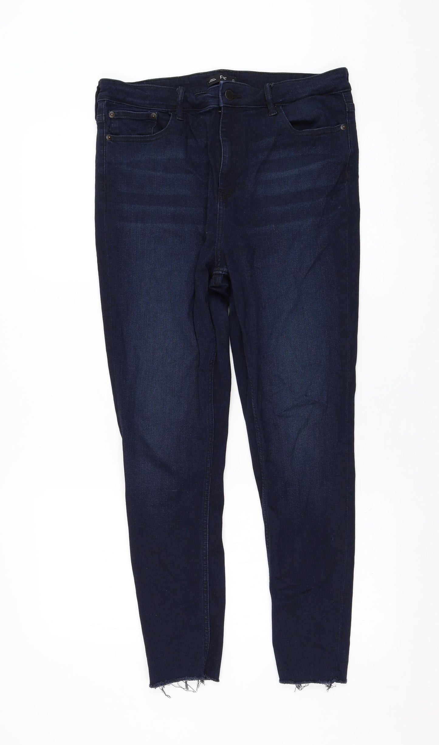 F&F Womens Blue  Cotton Skinny Jeans Size 16 L27 in Regular Zip