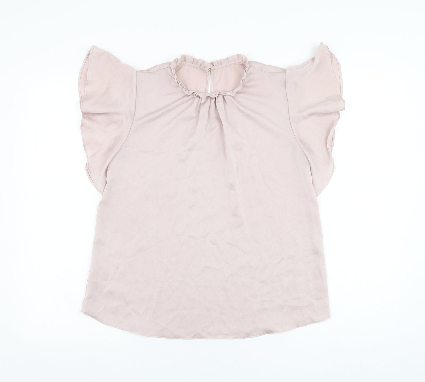 Preworn Womens Pink  Polyester Basic Blouse Size M Round Neck