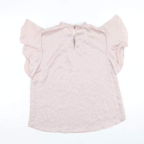 Preworn Womens Pink  Polyester Basic Blouse Size M Round Neck