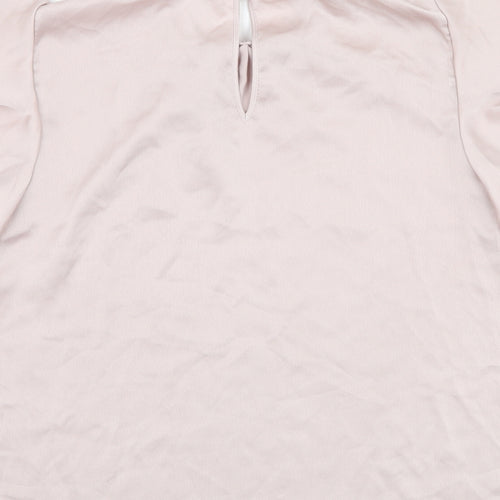 Preworn Womens Pink  Polyester Basic Blouse Size M Round Neck
