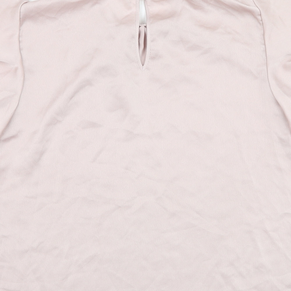 Preworn Womens Pink  Polyester Basic Blouse Size M Round Neck
